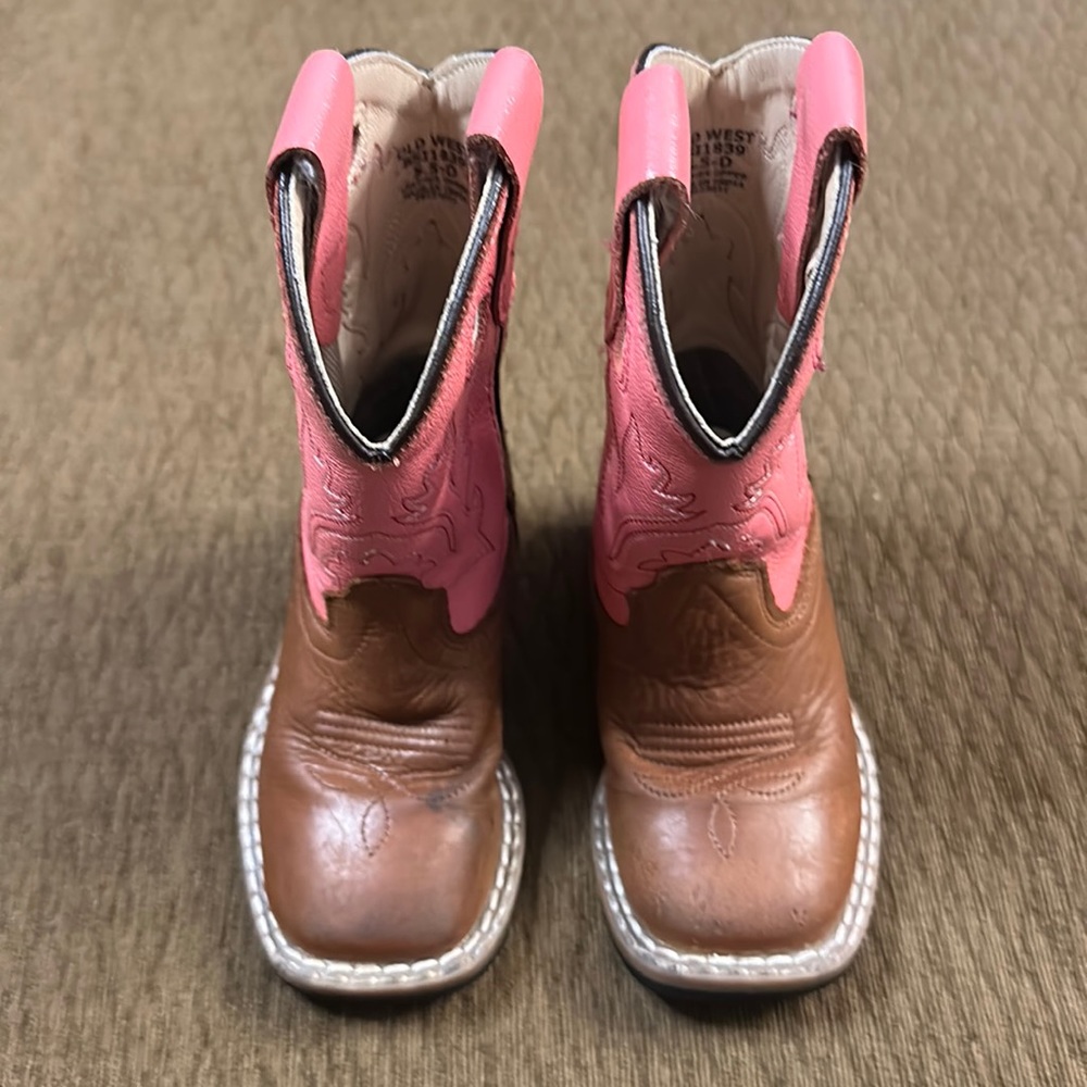 Old West Pink & Brown Cowgirl Boots